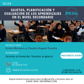 Taller de formación pedagógica: Sujetos, planificación y evaluación de los aprendizajes en el nivel secundario