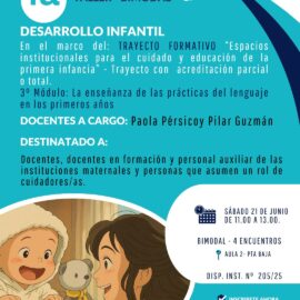 TRAYECTO FORMATIVO:  “Espacios institucionales para el cuidado y educación de la primera infancia”